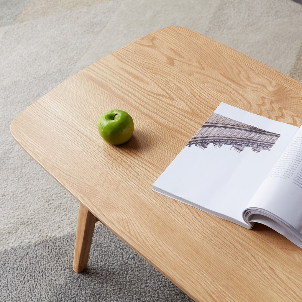 Compact 39-inch oak coffee table full product display