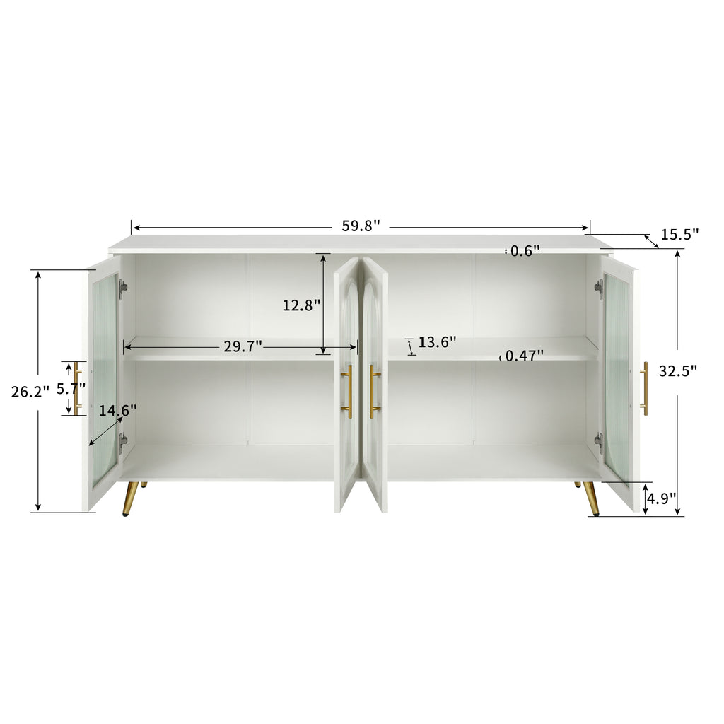 Antique white entertainment center media console side profile