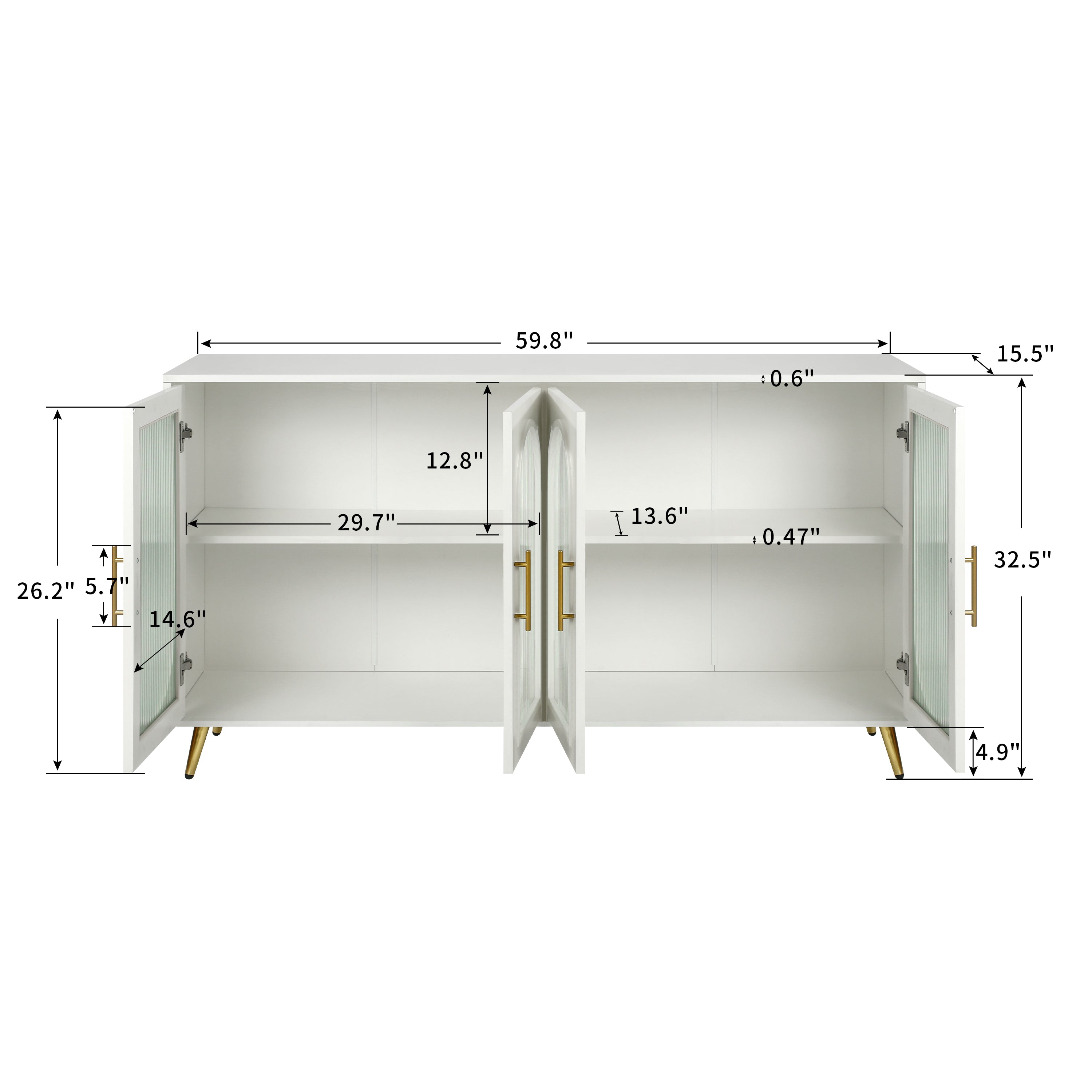 Antique white entertainment center media console side profile