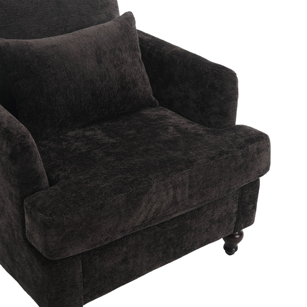 Black mid-century accent chair living room setting