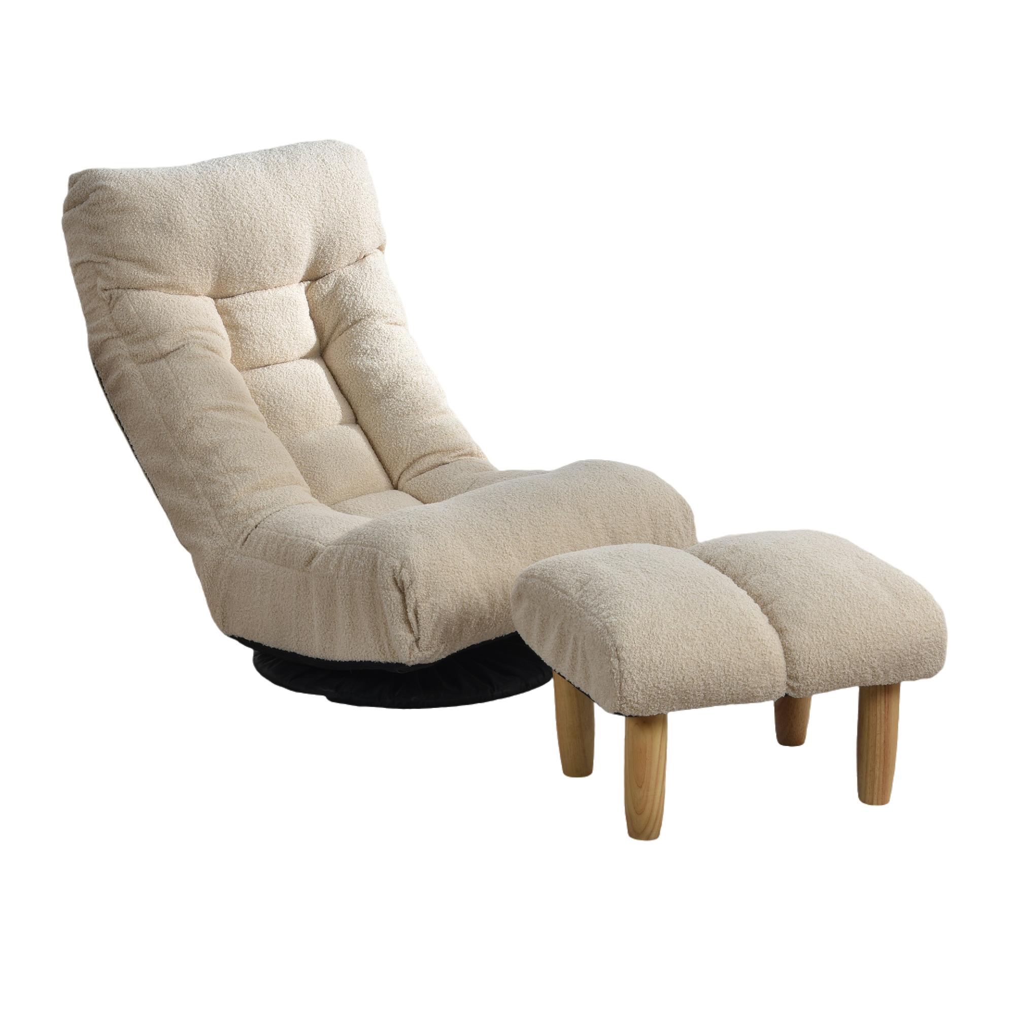 White cotton Japanese reclining sofa chair — front view