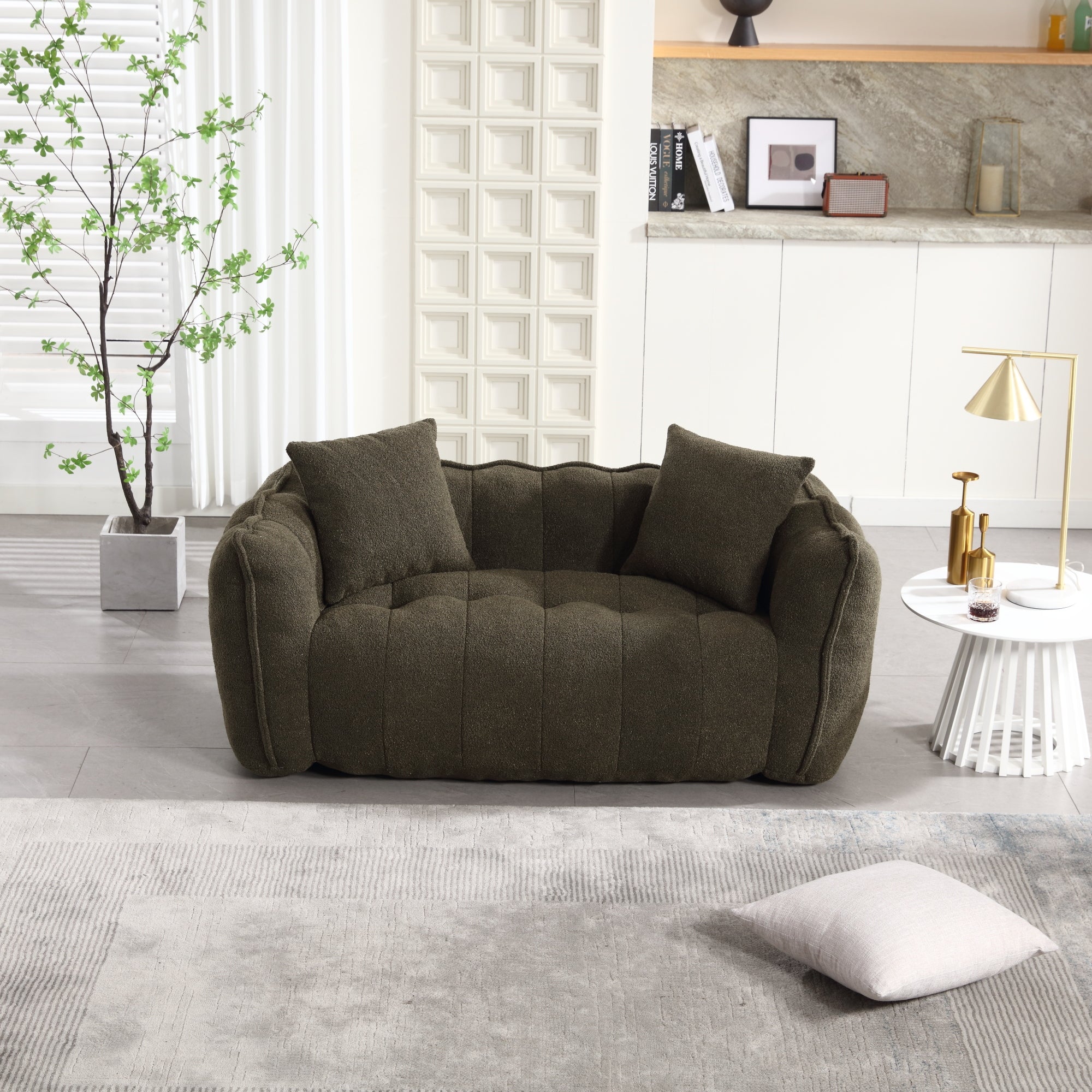 Two-person chenille bean bag — side view