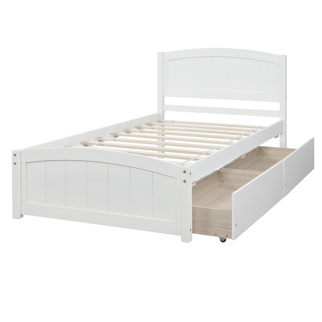 White pine wood platform bed detail