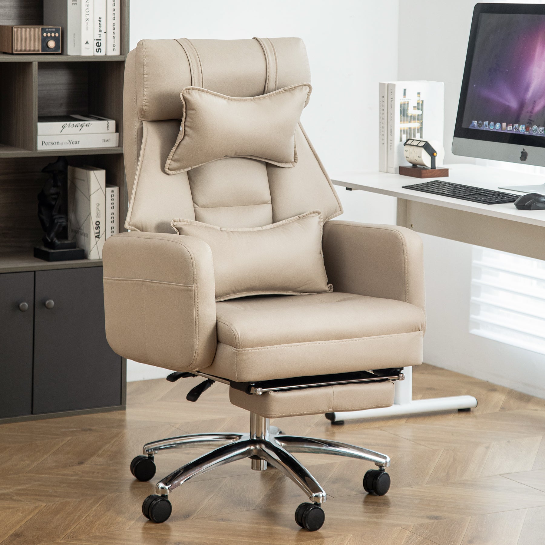 Beige high-back office chair product photo