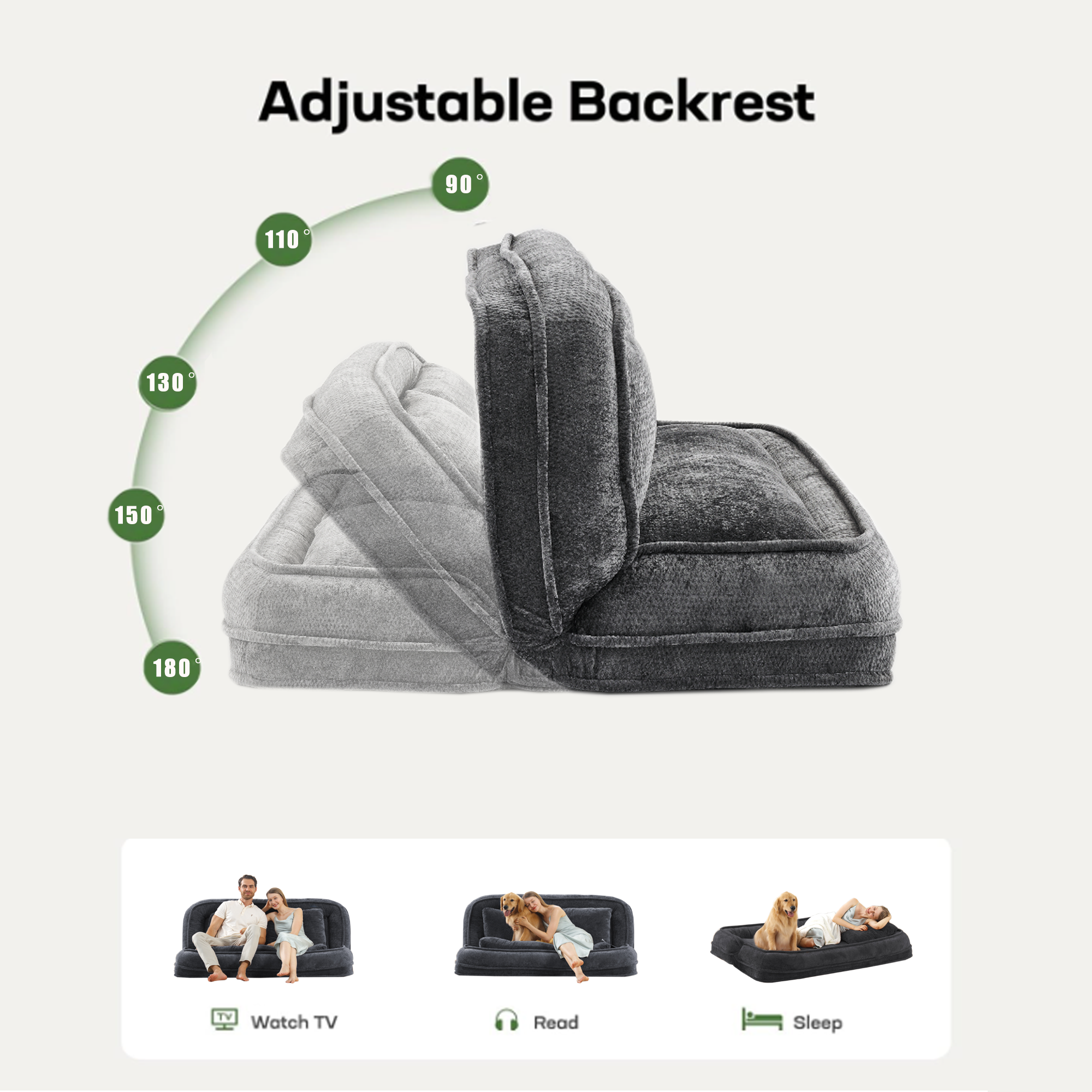 2-seat floor sofa chenille cushion texture close-up