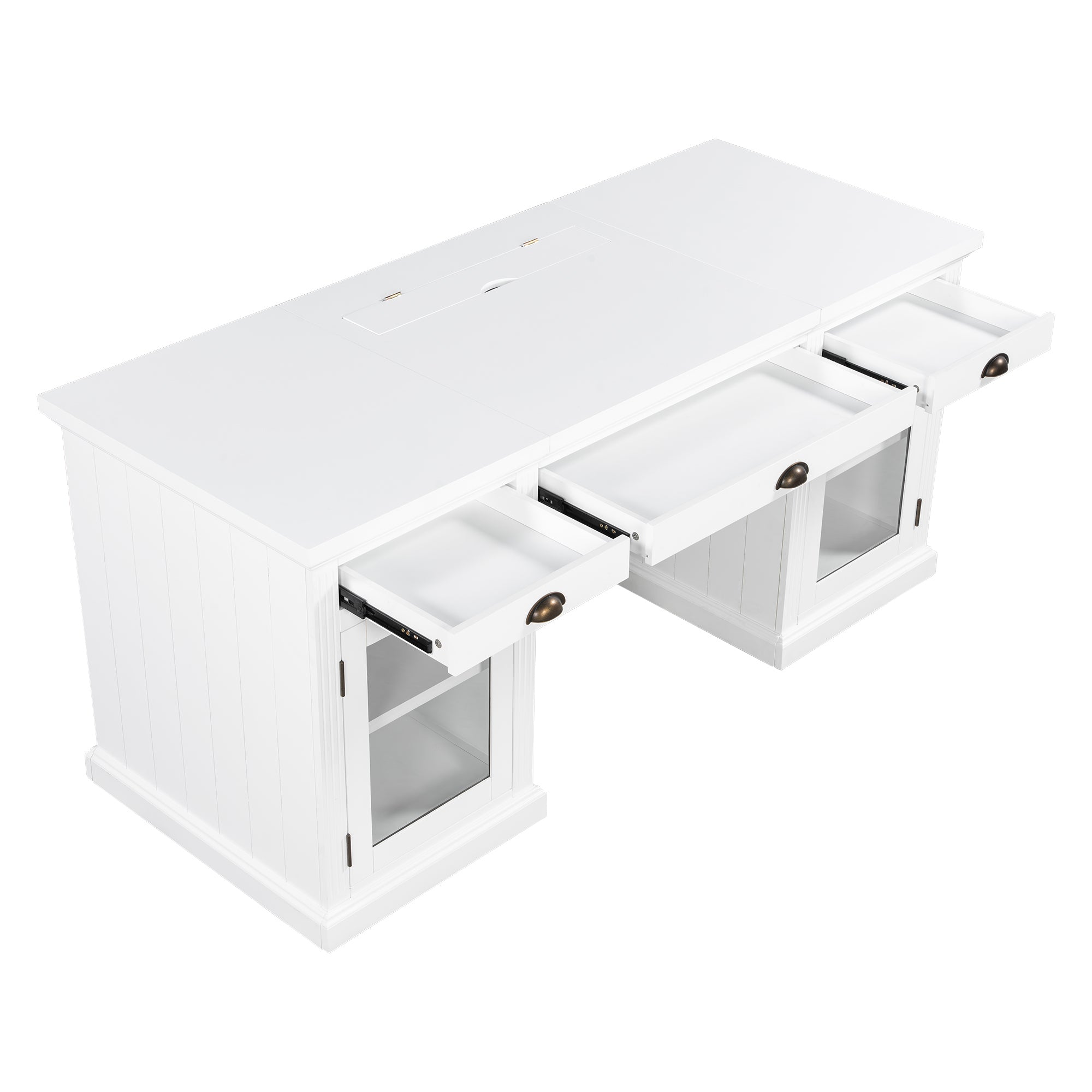 White executive desk in home office setting