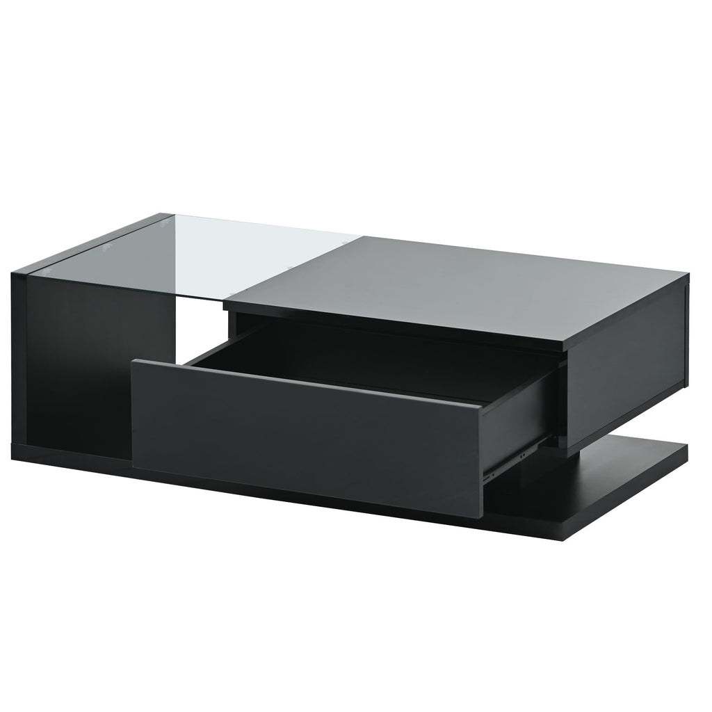 Black coffee table living room placement setting