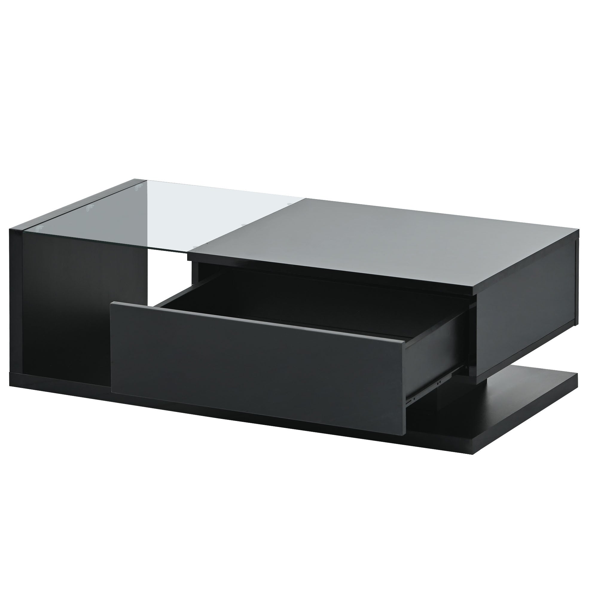 Black coffee table living room placement setting