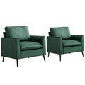 Green faux leather lounge chair set of two — front view