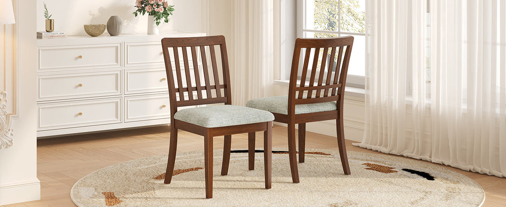 2-Piece Modern Scandinavian Dining Chairs, Curved Wood Backrest with Gray Fabric Seat, Finish for Dining Room and Apartment, Easy to Assembly -BLACK