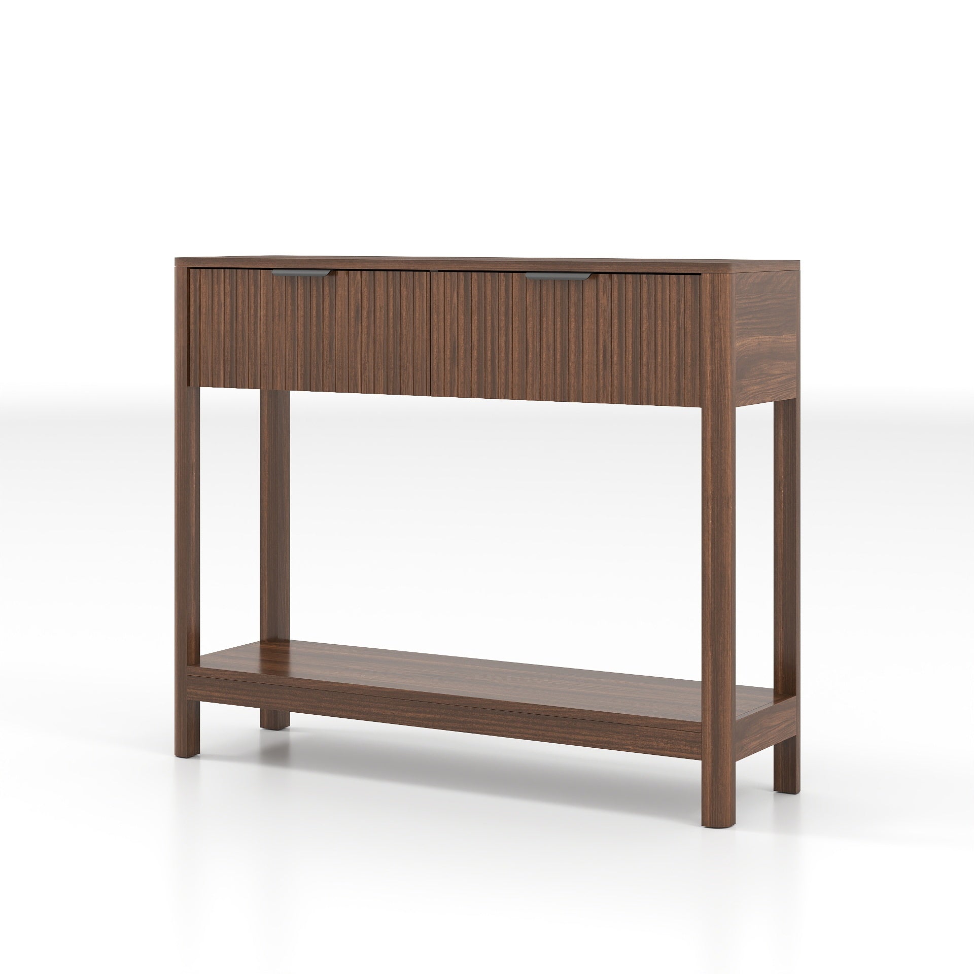 Walnut fluted console table 39 inch full product display