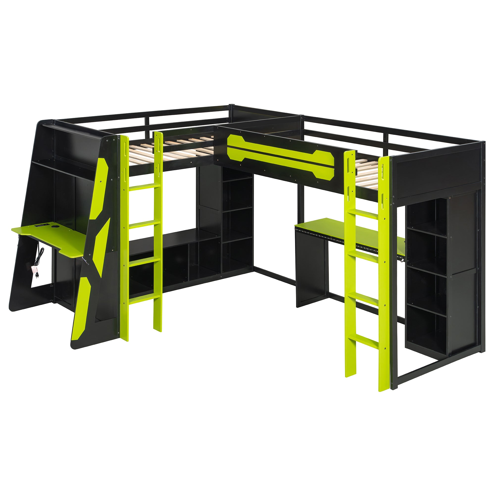 Built-in USB charging ports on gaming bed frame