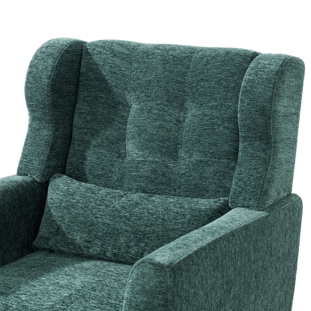 Chenille accent chair ergonomic back design