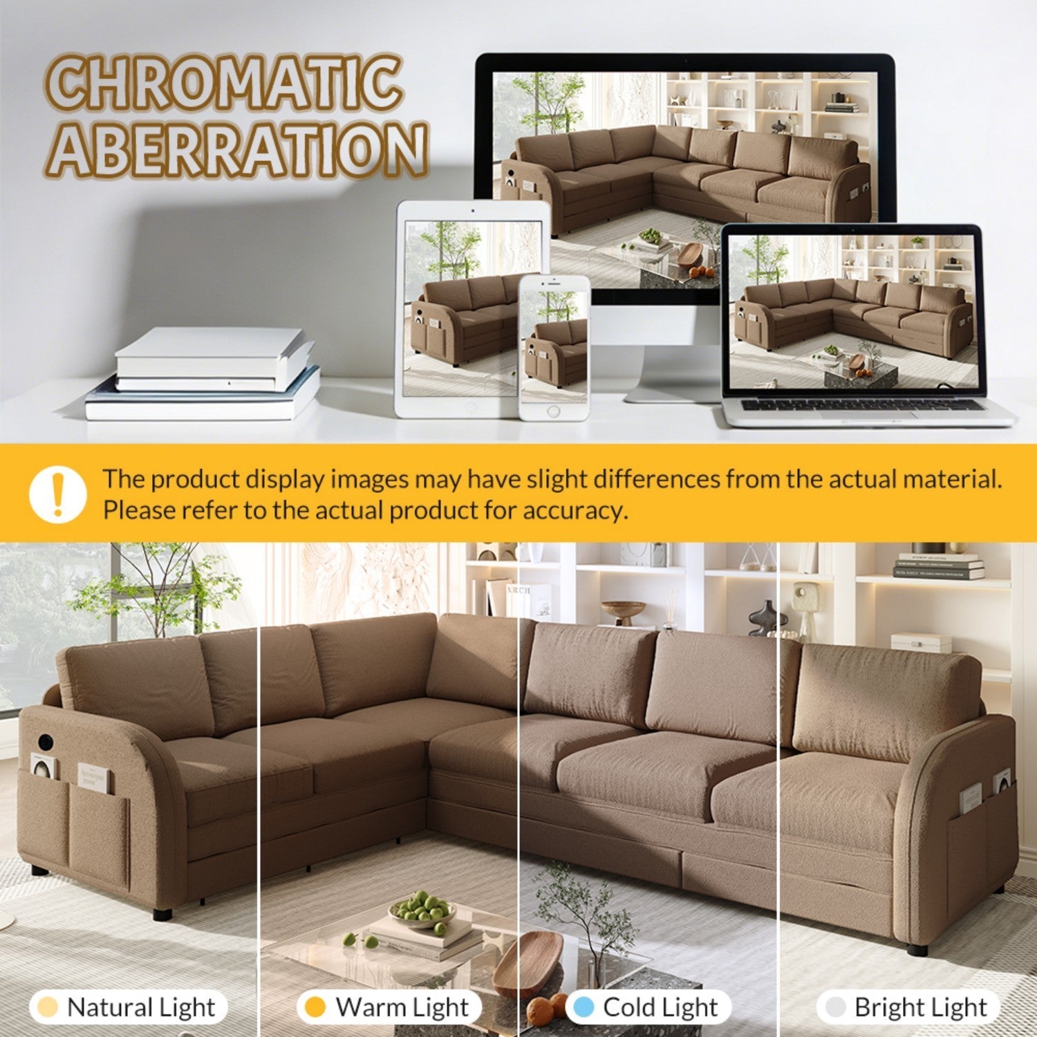 115.2' L-Shaped Sofa Couch with Pull-Out Bed,Oversize Convertible Sleeper Sofa with side Pocket & USB Port,Teddy Upholstered Sectional Couches with Convert Left/Right Facing, Light Grey