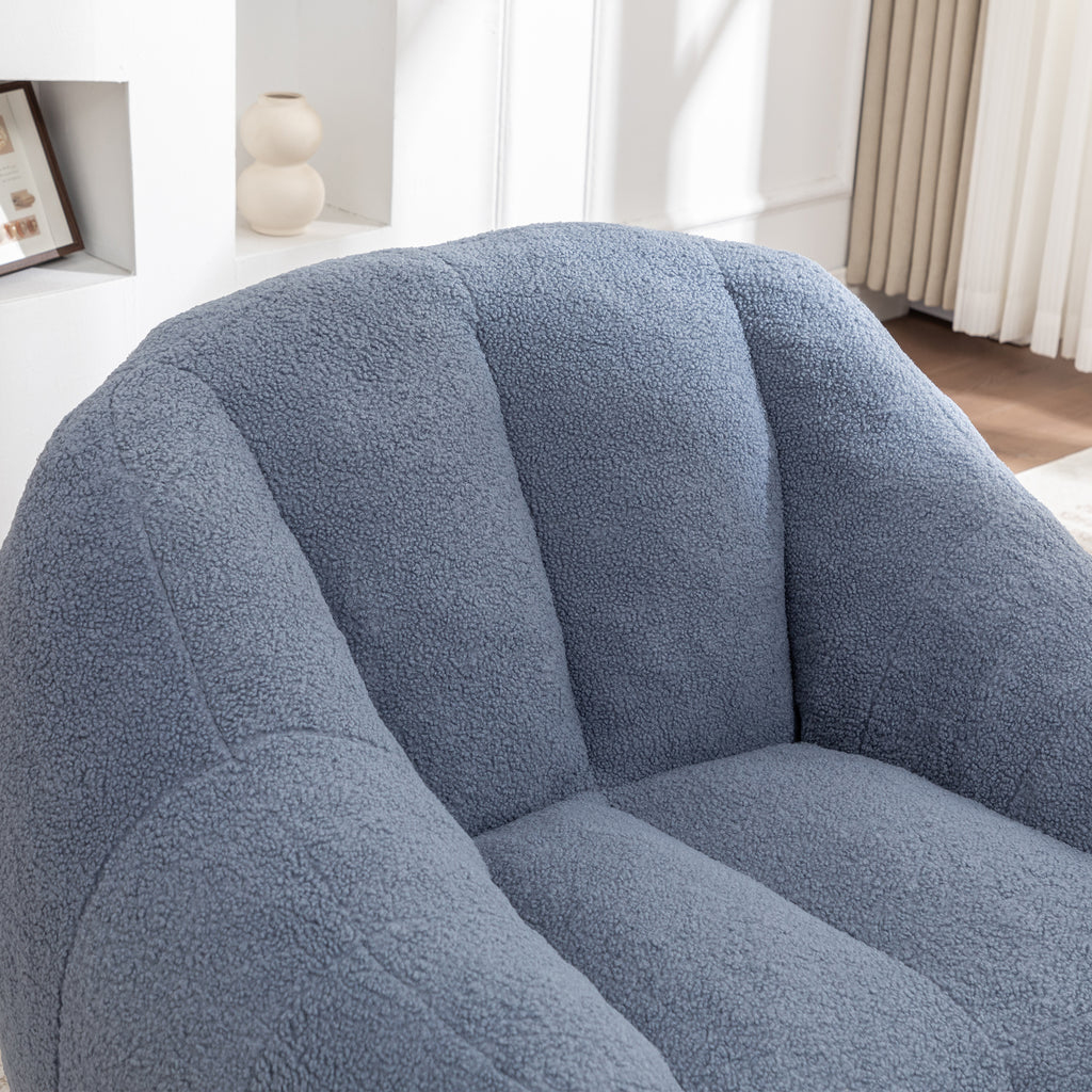Light blue teddy bean bag chair three-quarter view