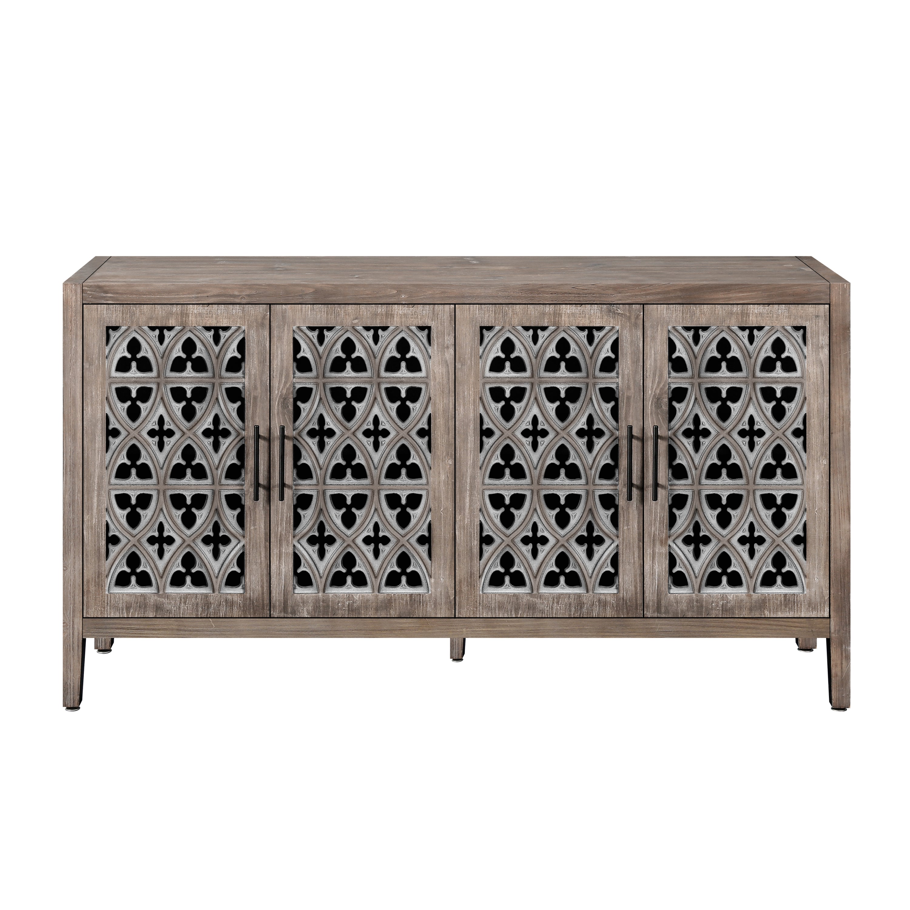 Antique brown 4-door sideboard pine veneer finish close-up