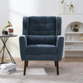 Dark blue chenille accent chair — front view