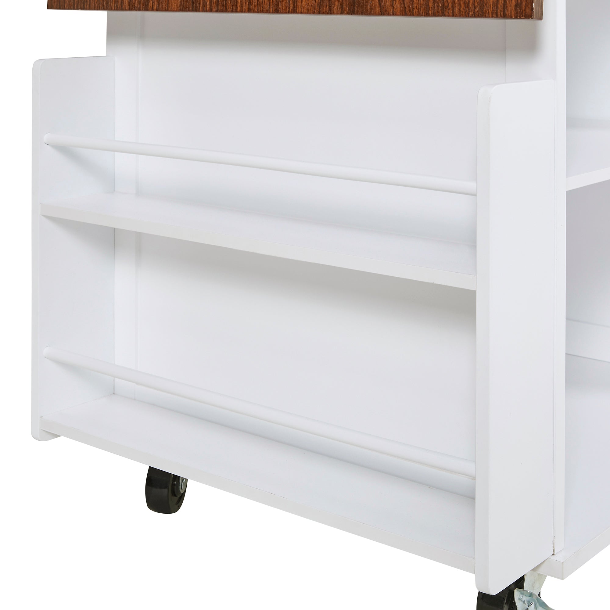 K&K 39.3' Farmhouse Kitchen Island with Drop Leaf, Kitchen Storage Island with Open Side Rack, One Drawer, Towel Rack, Rolling Kitchen Cart with Lockable Wheels for Lawn Garden, Black