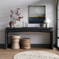 65-Inch Rustic Solid Wood Veneer Console Table, Long Farmhouse Entryway Sofa Table for Living Room, Hallway, Behind Couch, Apartment, Black