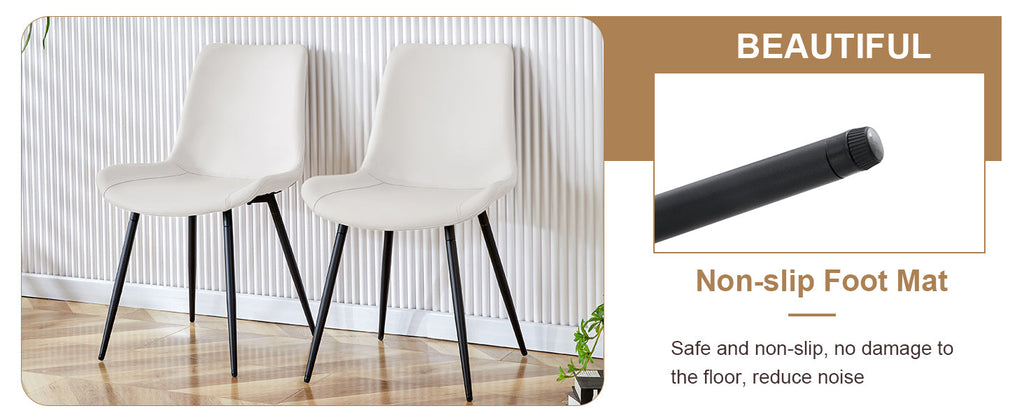 Table and chair set.42 inch modern minimalist brown wood grain round dining table set.Paired with 6 Black Artificial PU Chairs With Curved Widened Cushion Design. Suitable for dining rooms,office,etc.