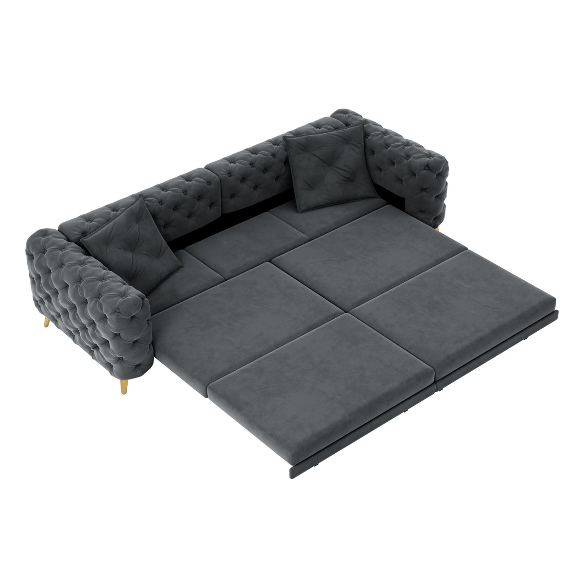 97.7' 3-in-1 Convertible Sleeper Sofa, 28.4' Deep Seat Pull Out Sofa Bed,Button Tufted Modern Sofa, 4-Seater Couch with Movable Ottoman for Apartment, Office, Bedroom,Beige/White