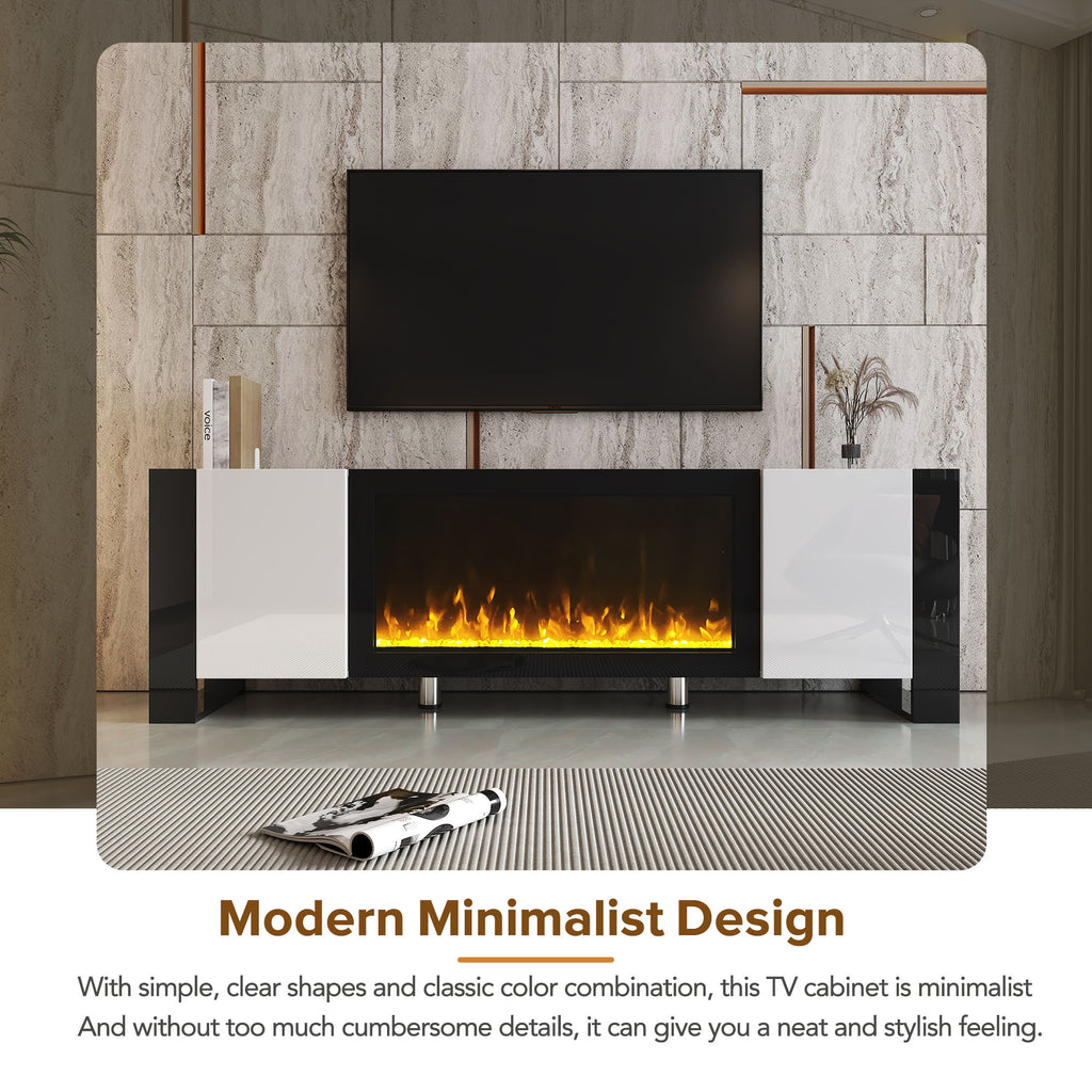 Modern white high-gloss entertainment center for TVs up to 78 inches