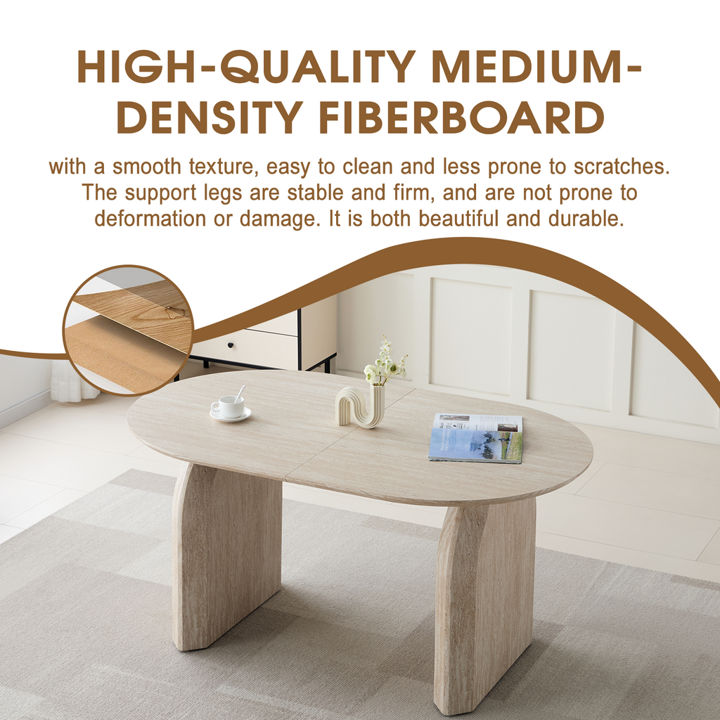 Oval dining table elliptical shape and curved leg lines detail