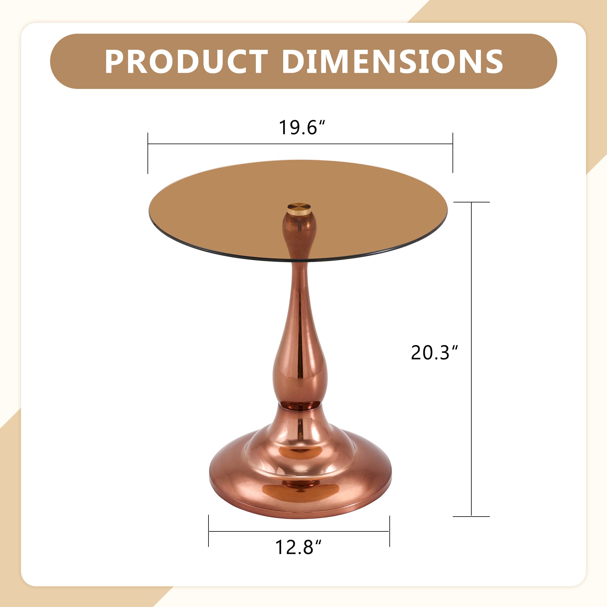 Rose gold metal side table beside sofa living room setting