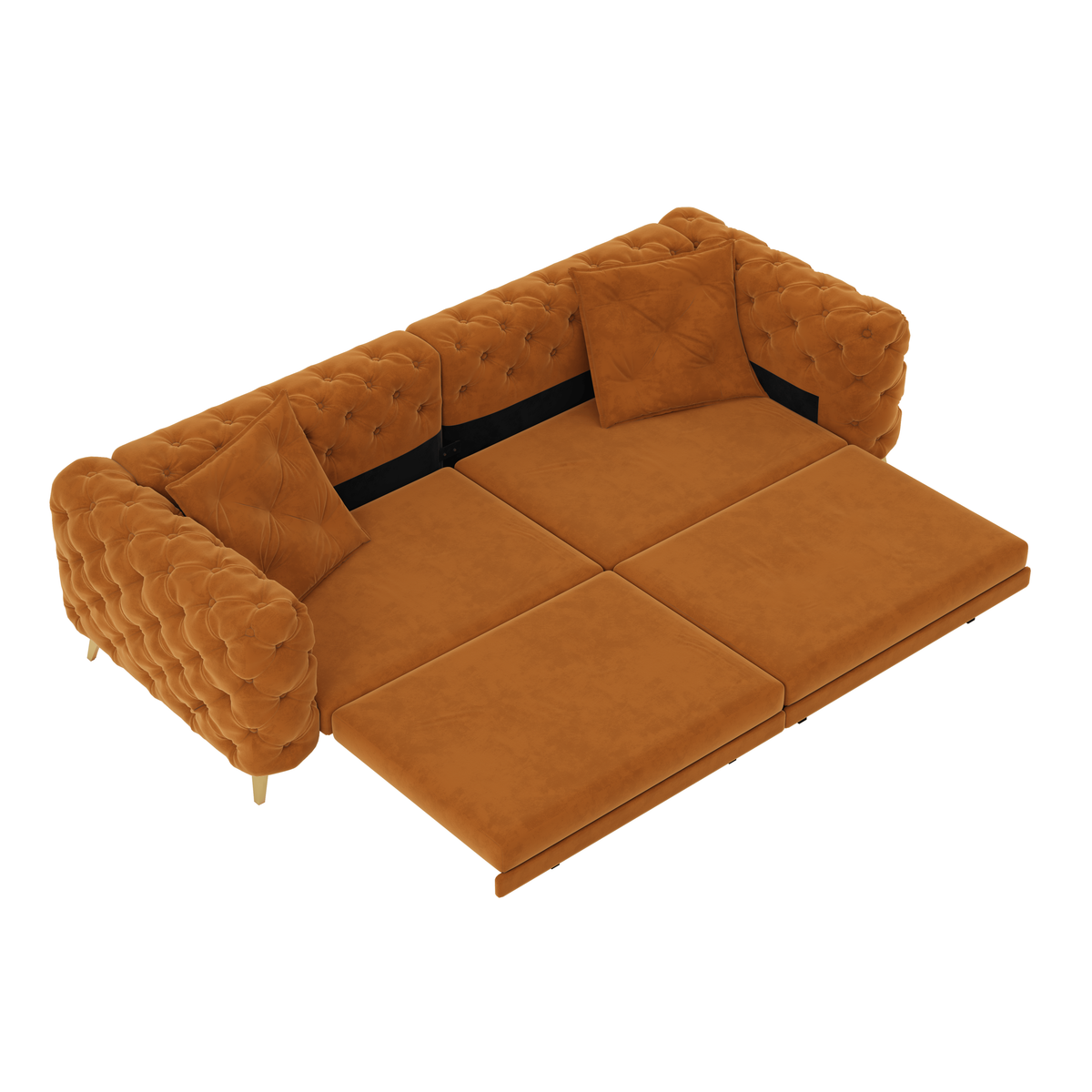 97.7' 3-in-1 Convertible Sleeper Sofa, 28.4' Deep Seat Pull Out Sofa Bed,Button Tufted Modern Sofa, 4-Seater Couch with Movable Ottoman for Apartment, Office, Bedroom,Beige/White