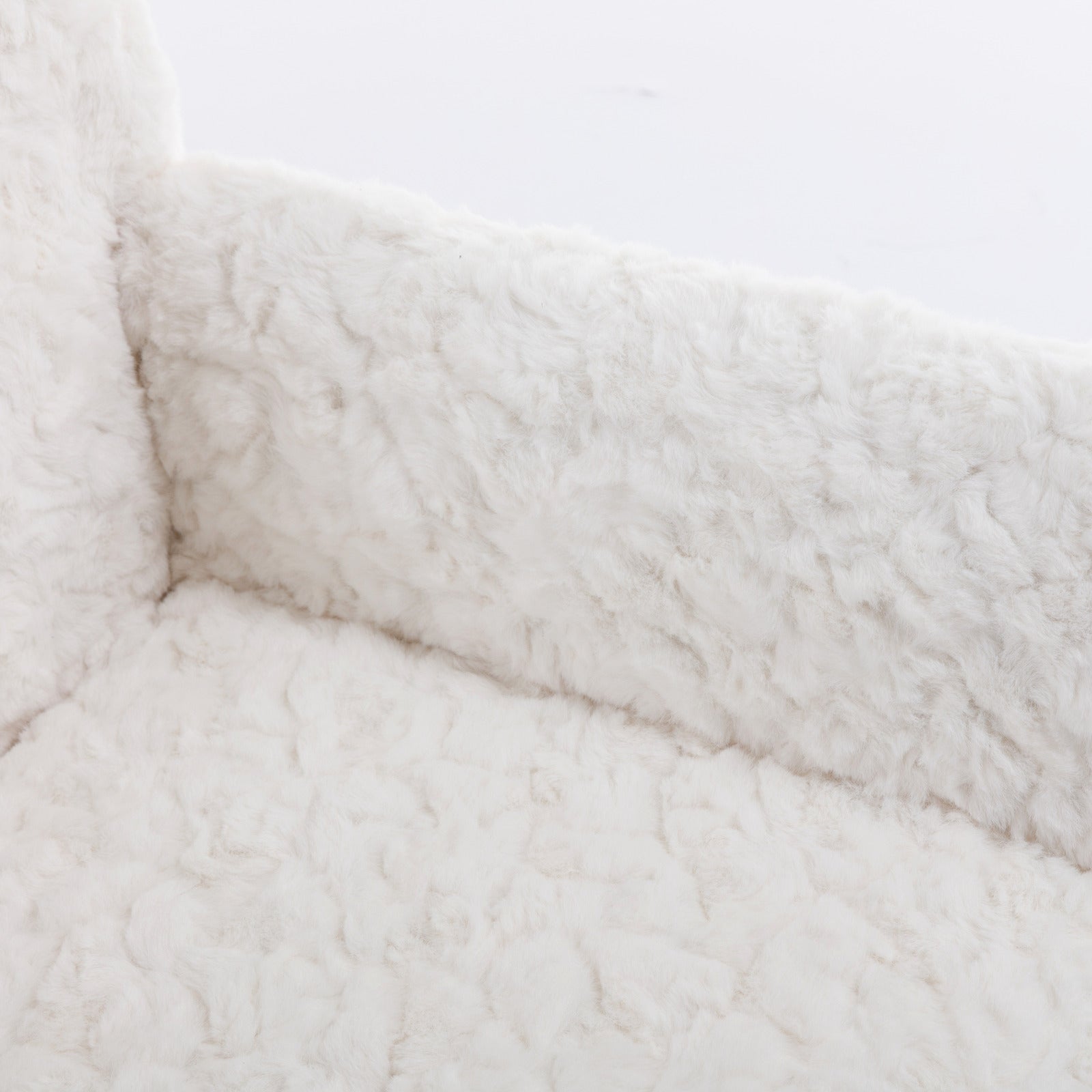 Faux Fur Office Chair — 40° Reclining with Gold Metal Base & Wheels