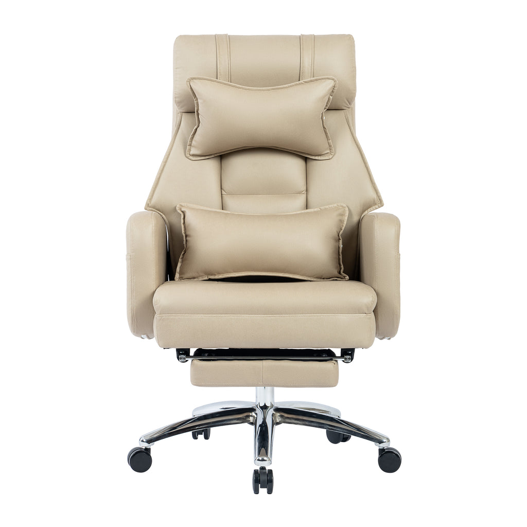 Beige computer chair seat and back cushion detail