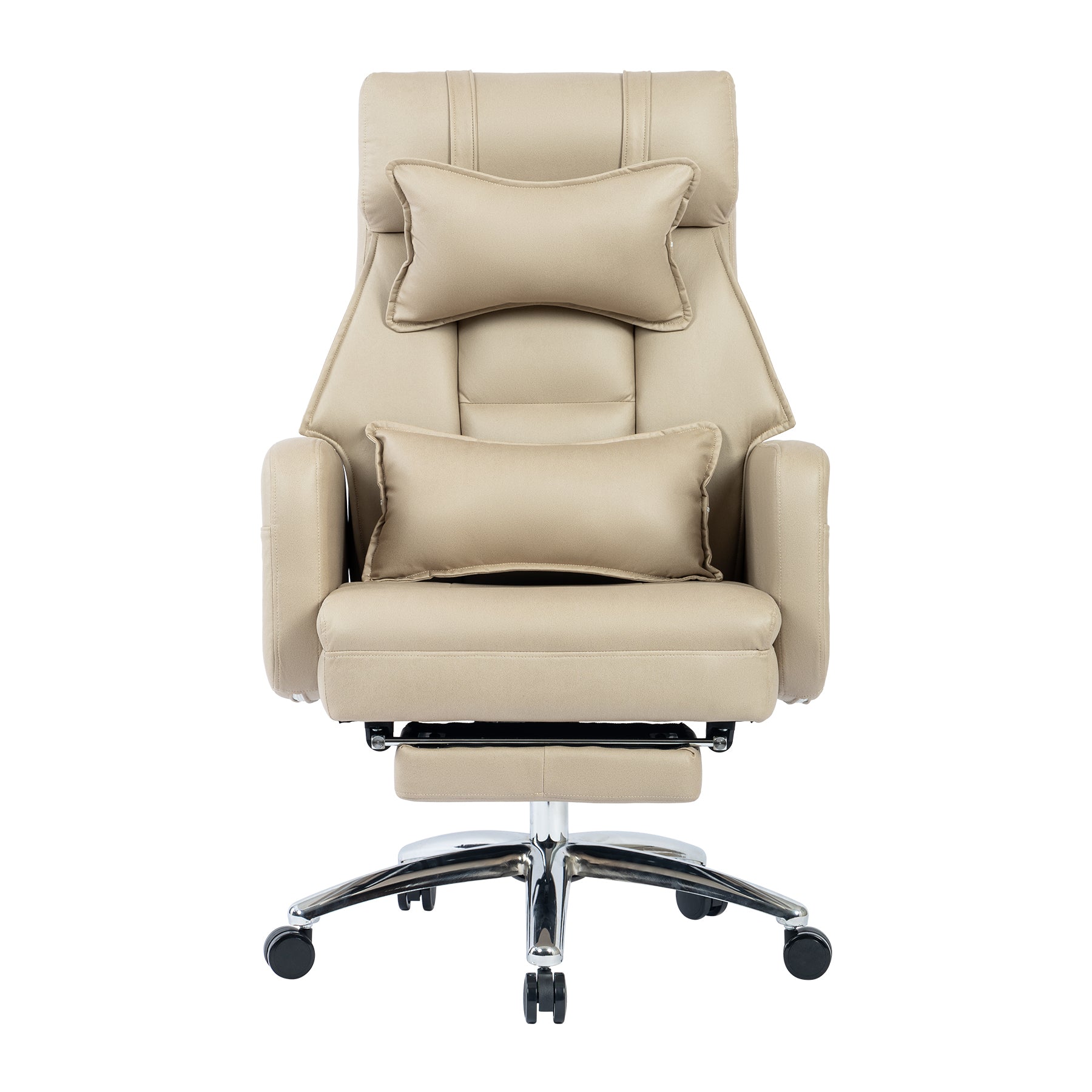 Beige computer chair seat and back cushion detail