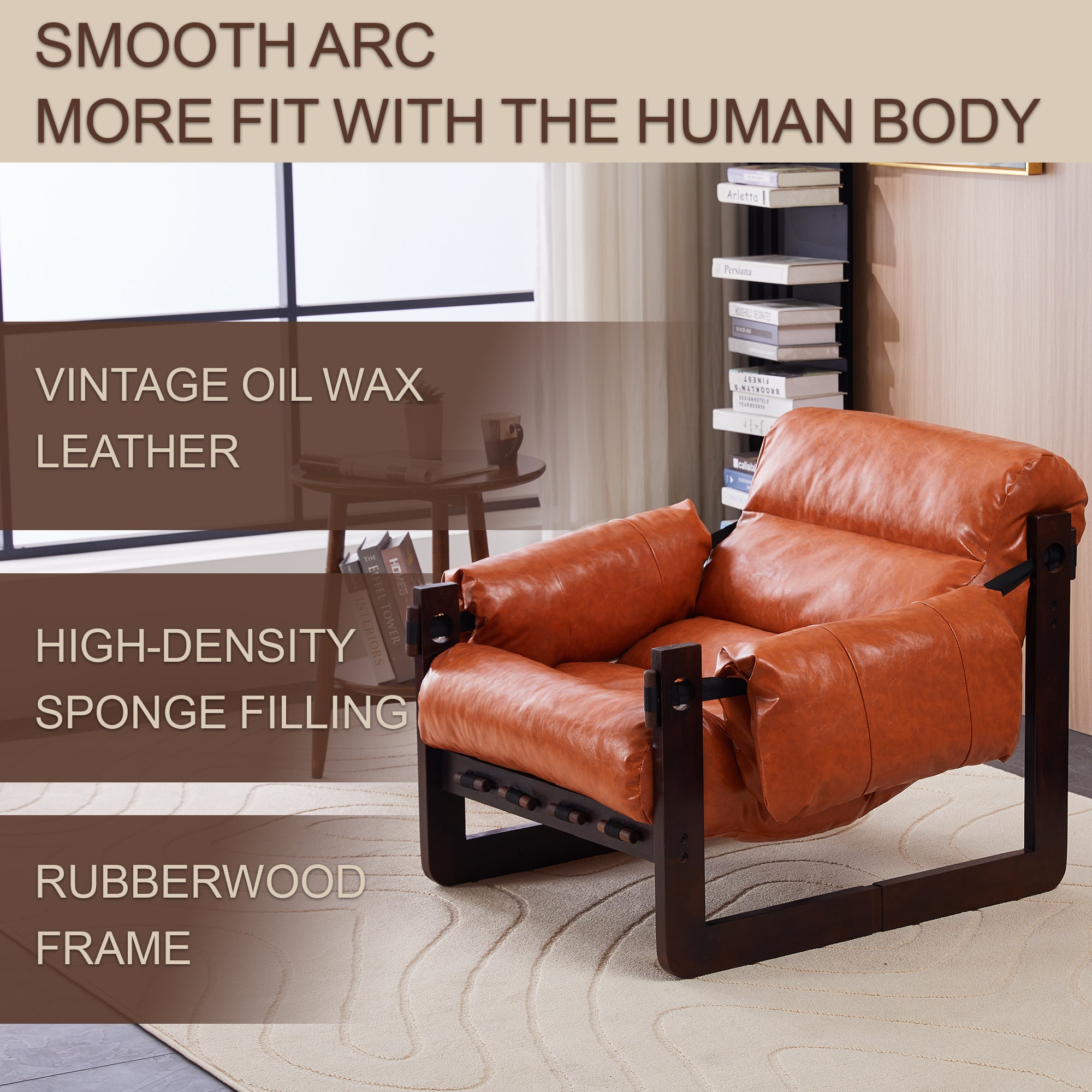 Orange vintage decorative chair in living room setting