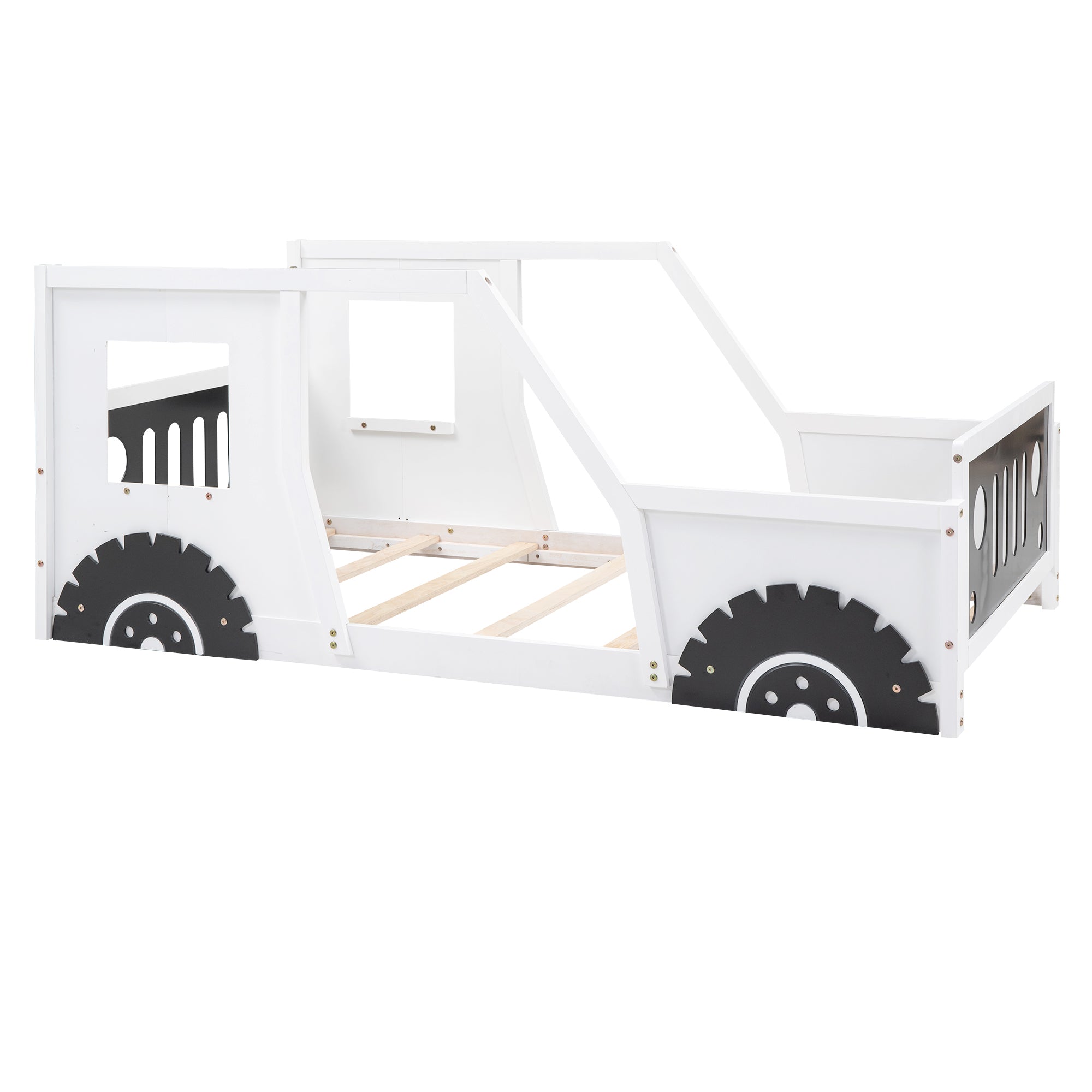 White classic car bed frame in kids bedroom setting