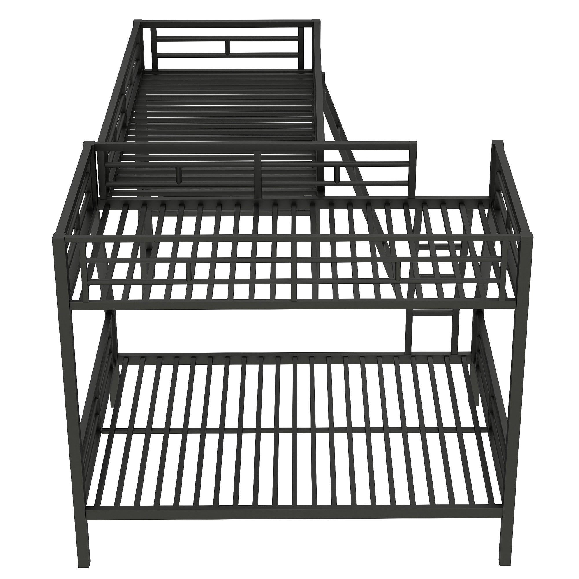 Black L-shaped bunk bed slide attachment detail