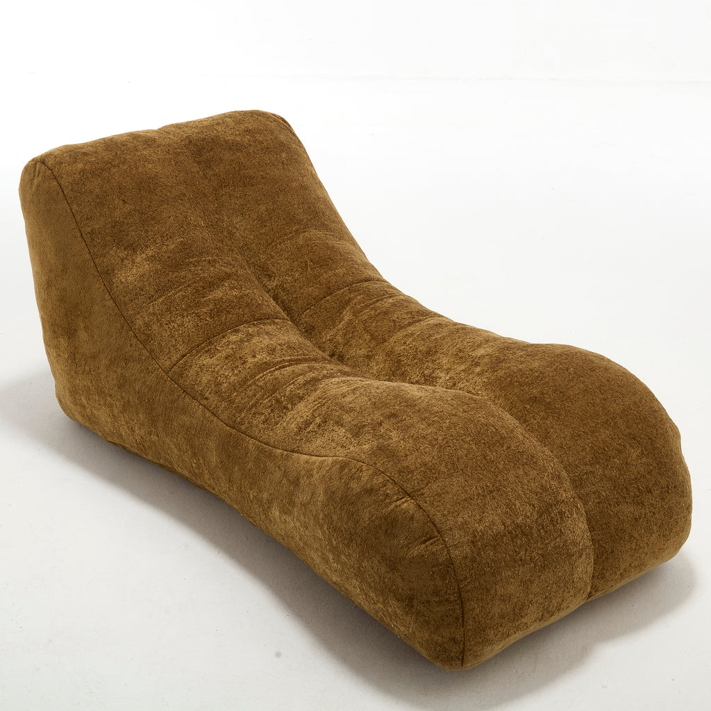 Brown bean bag in dining room corner