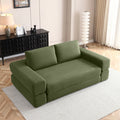 Green corduroy foldable sofa bed — front view