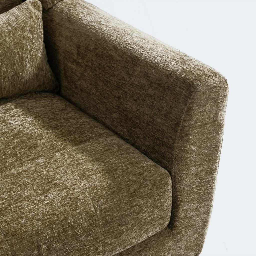 Olive green modern armchair full view
