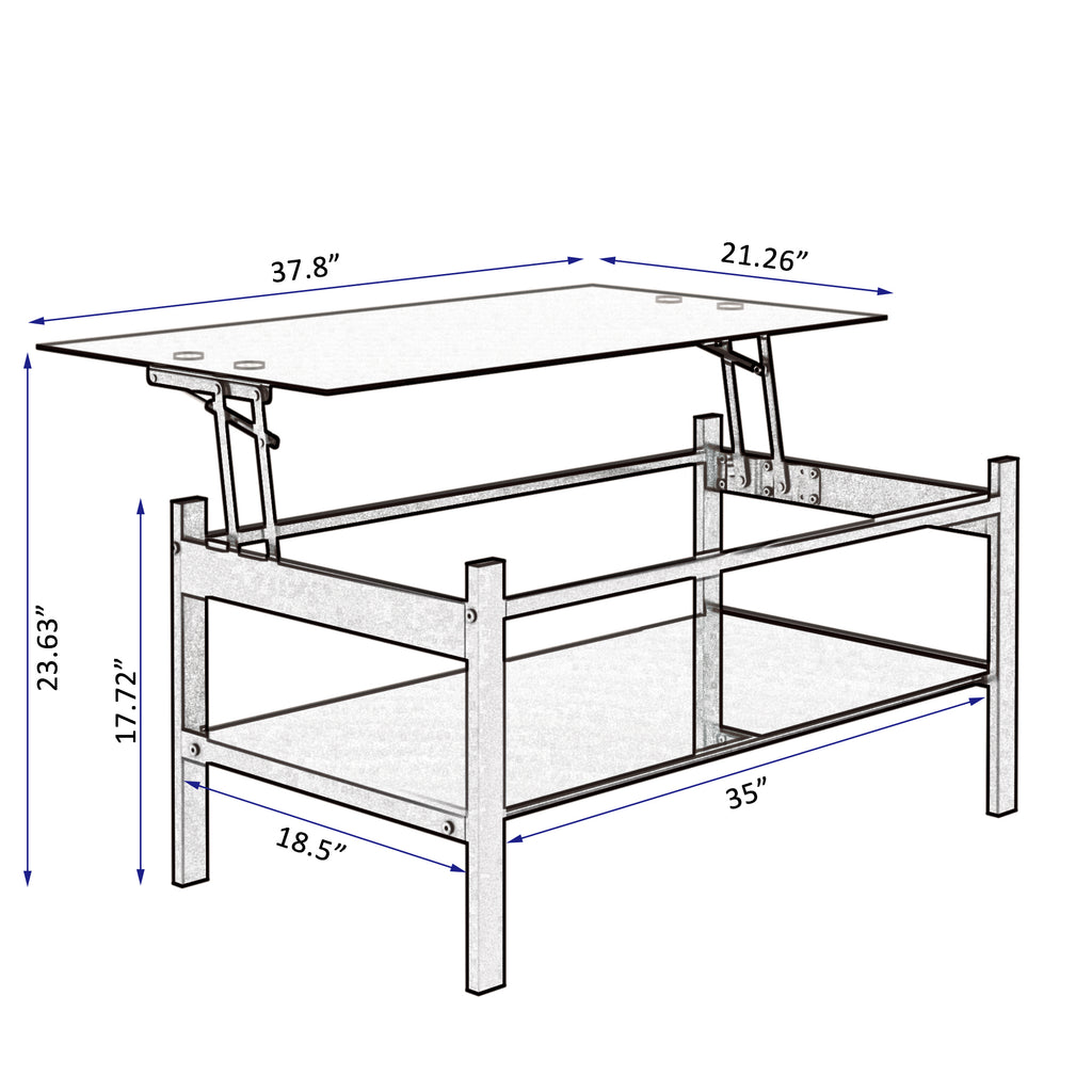 Black tempered glass center table living room full view