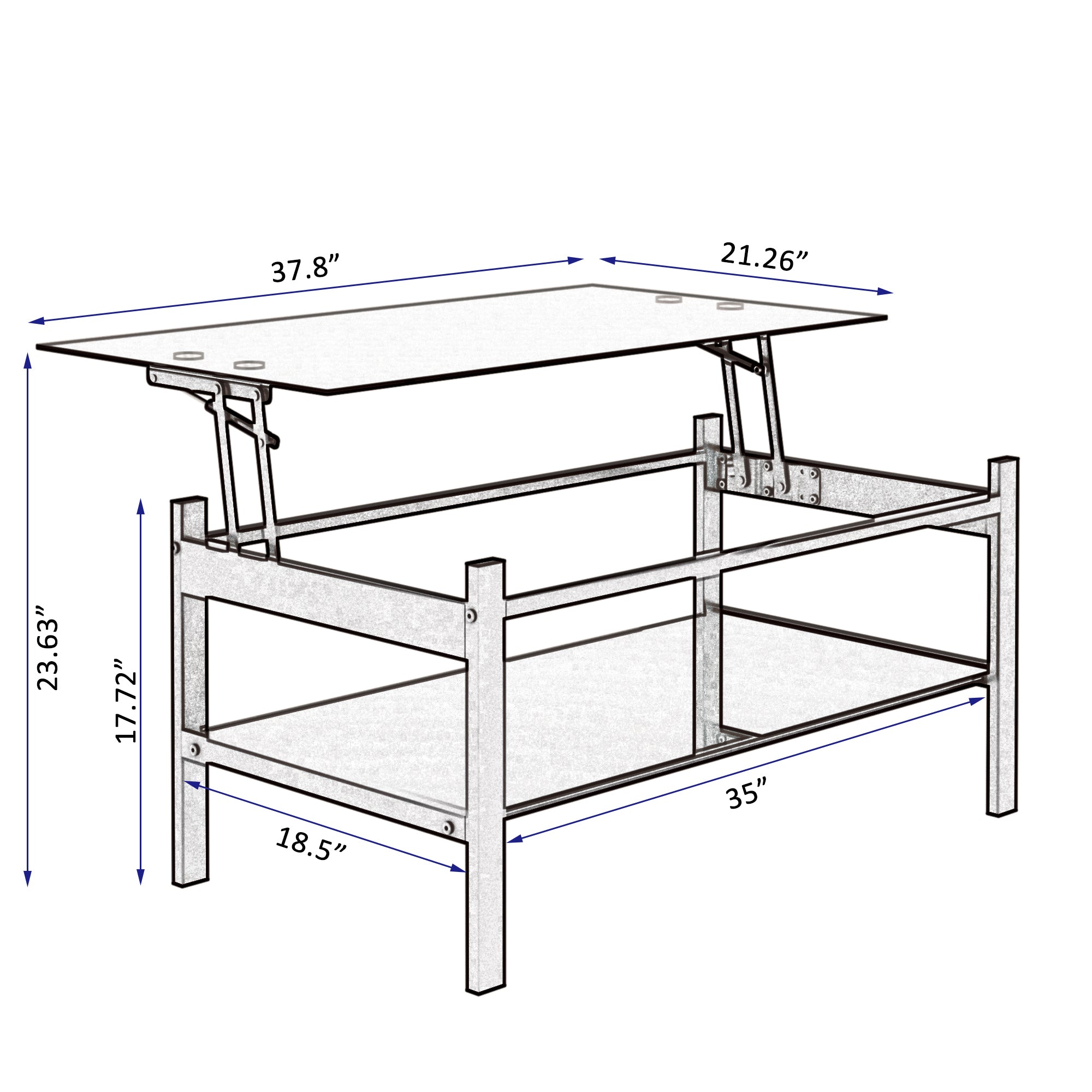 Black tempered glass center table living room full view
