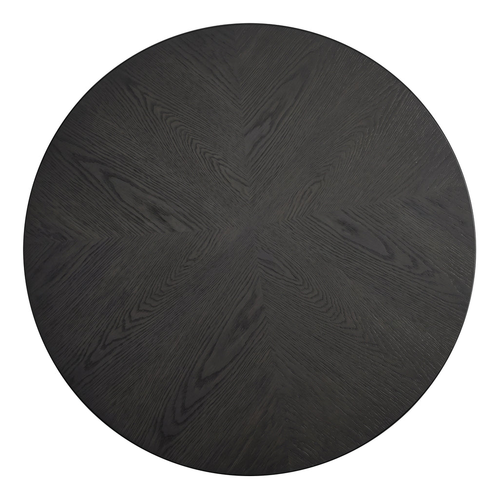 33.5'' Round Fluted Coffee Table with Real Wood Parquet Pattern Top & Cylindrical Base, Thickened Tabletop, Mid-Century Modern Circle Cocktail Table for Living Room, Small Space, Walnut