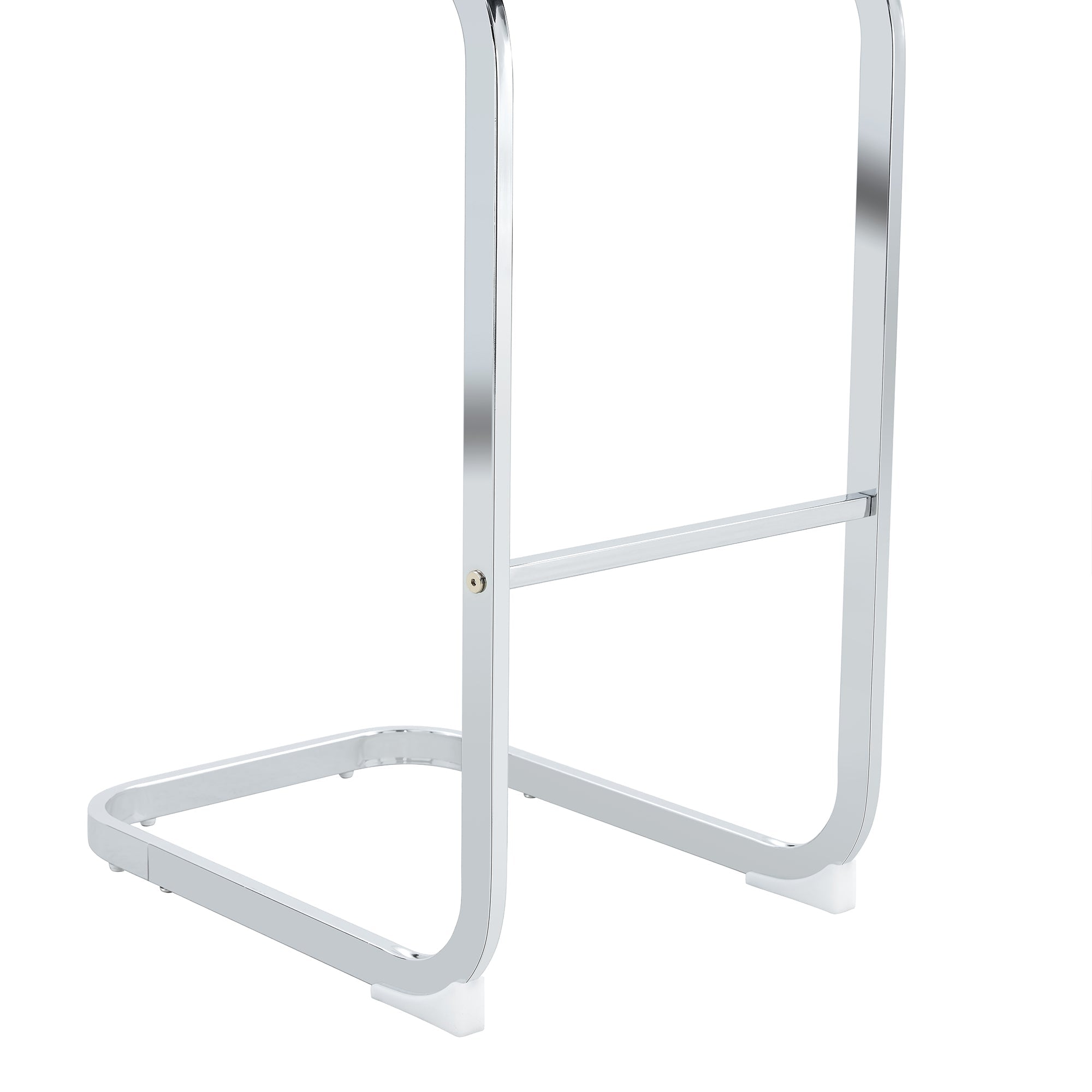 Modern and beautiful bar stool upholstered in PU leather with C-shaped silver metal legs for dining rooms, kitchens, terraces and guest office chairs.(set of 6) (white+PU)