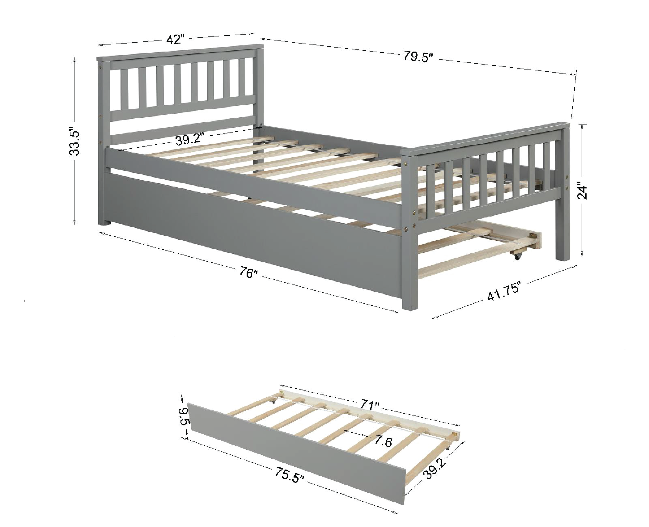 Twin bed with trundle full room overview