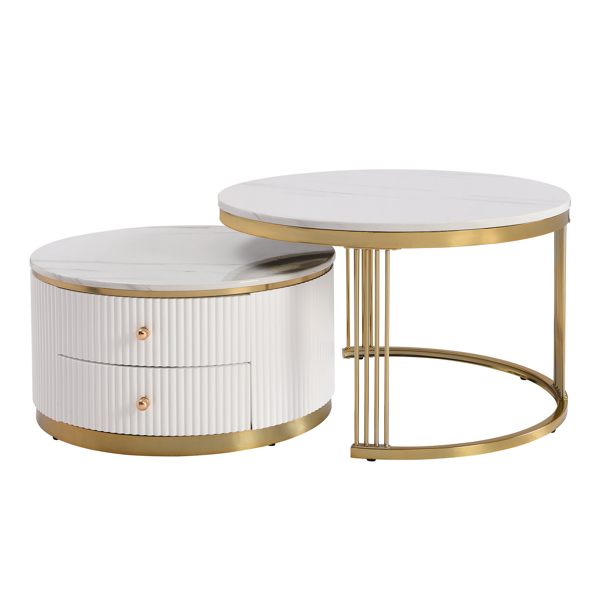 Smaller nesting side table beside sofa