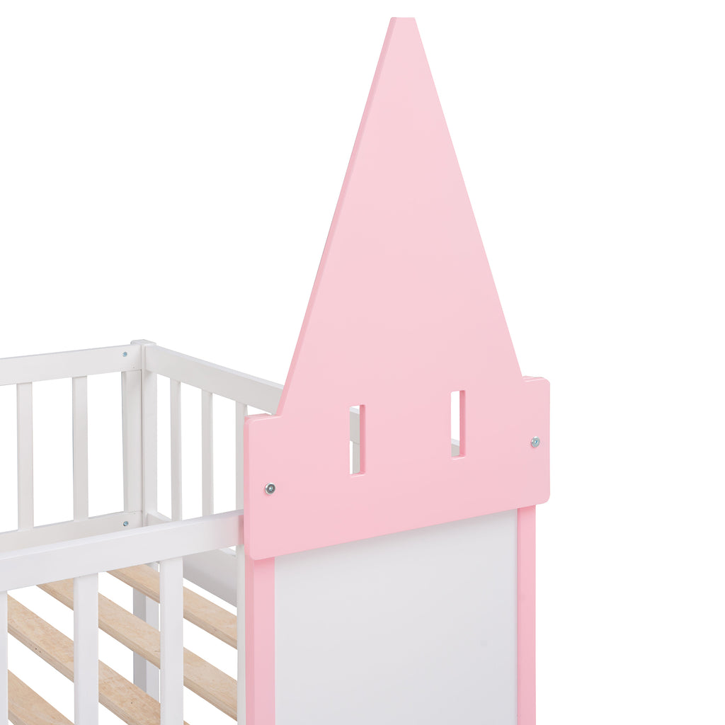 Pink castle bunk bed lower open bunk floor bed layout