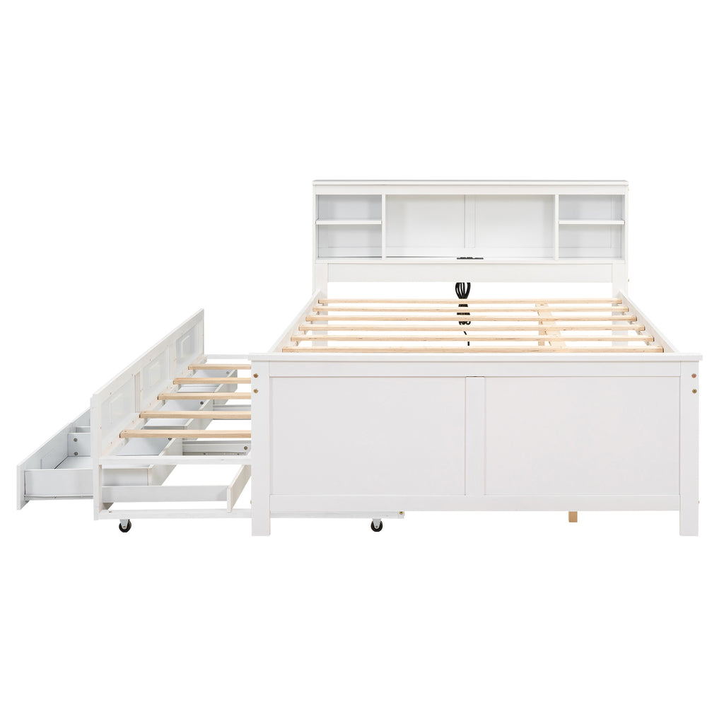 Storage headboard USB and outlet ports detail