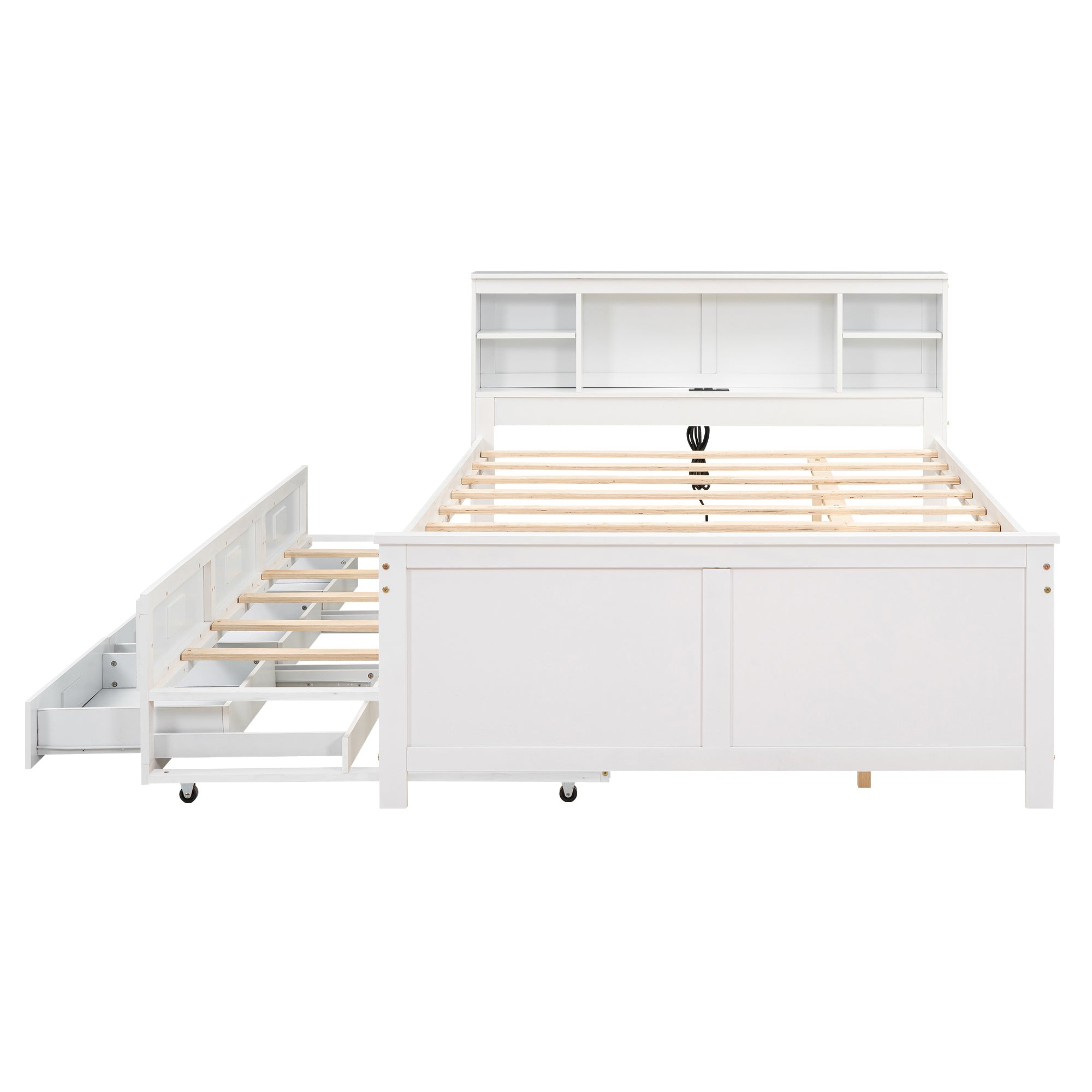 Storage headboard USB and outlet ports detail