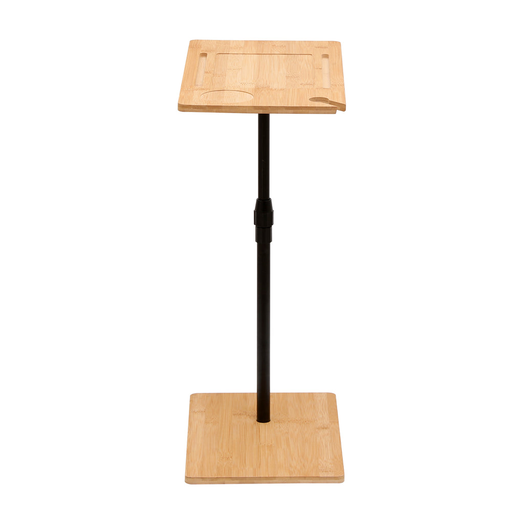 Natural bamboo tabletop close-up with rounded corners