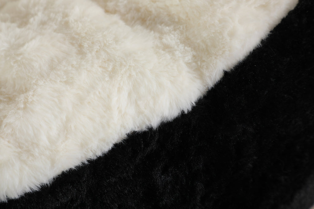 Oversized Bean Bag Chairs,Multicolor Faux Fur Couch Filled with Shredded Sponge,Large Lounger Sofa For Living Room,No Assembly Required , Pink+White+Purple