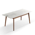 Walnut white slate extendable dining table — front view
